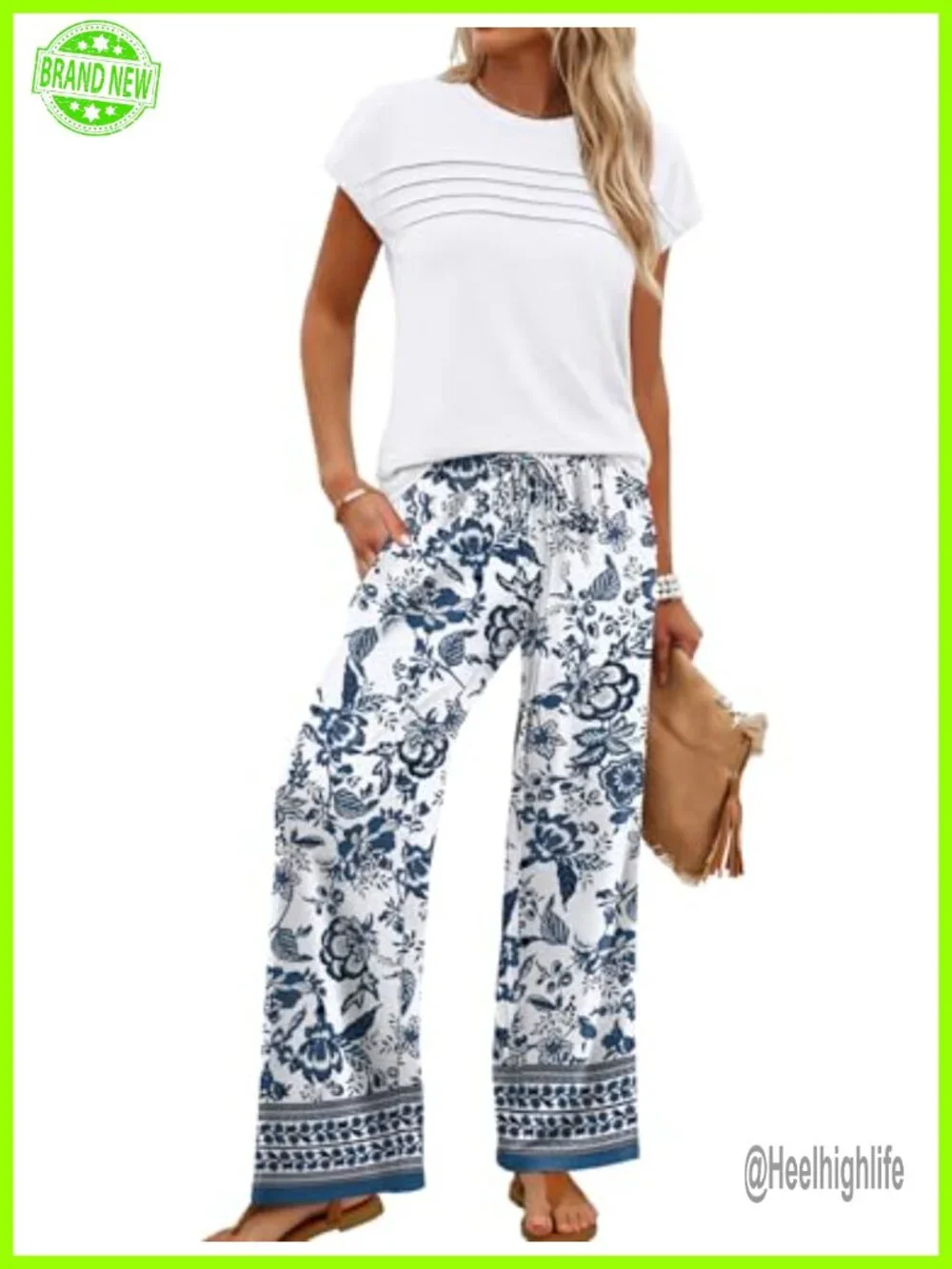 Two Piece Set for Women Summer Matching Outfits Wide Leg Pants